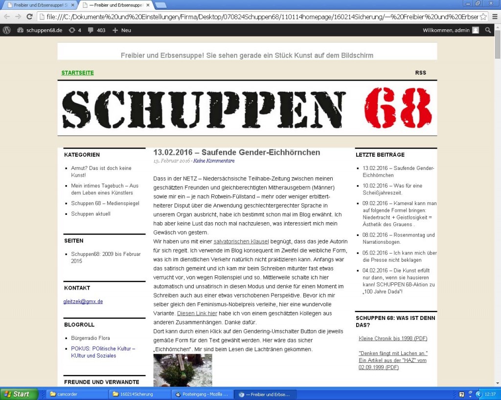 Gleitze www.schuppen68.de - vor Update komplett