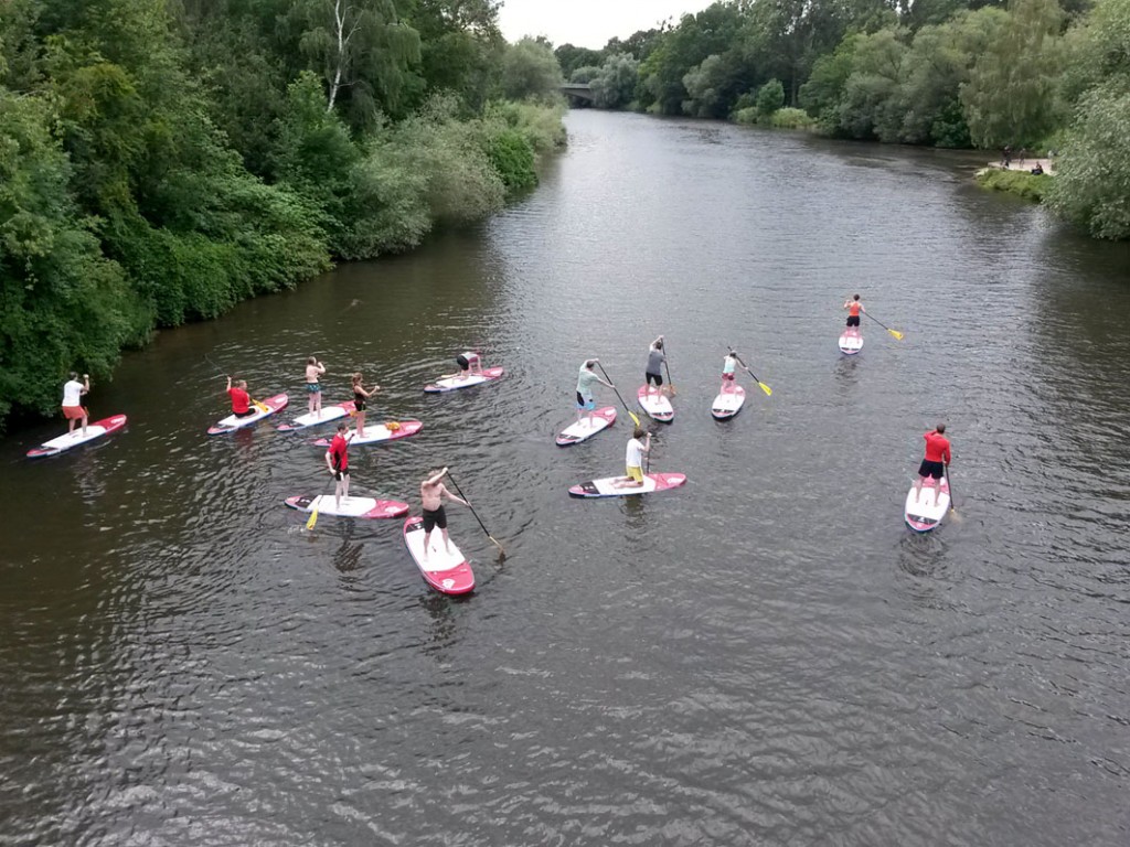 von weitem sah es so aus als ob ein rudel jeussse übers wasser stakste