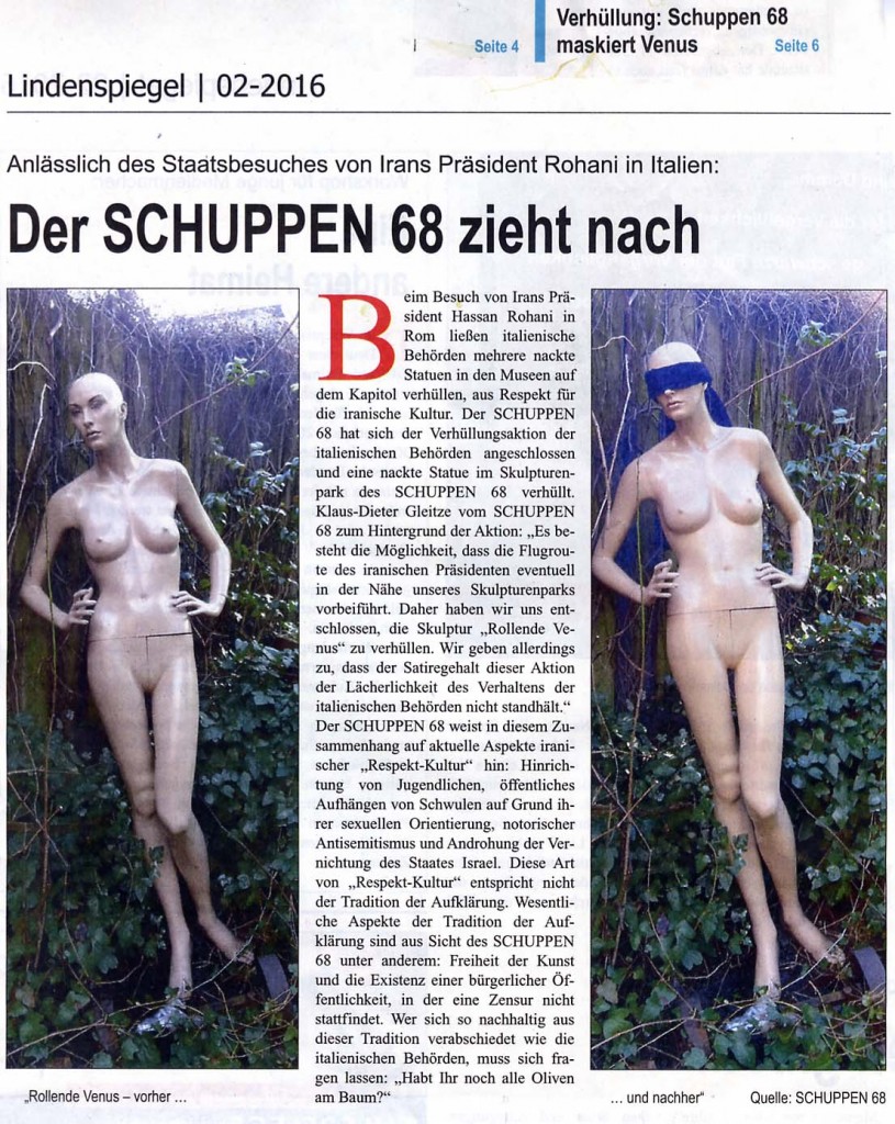 160201Lindenspiegel - Verhüllungsaktion Rohani Besuch