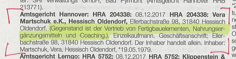 wirtschaftsregisterauszug